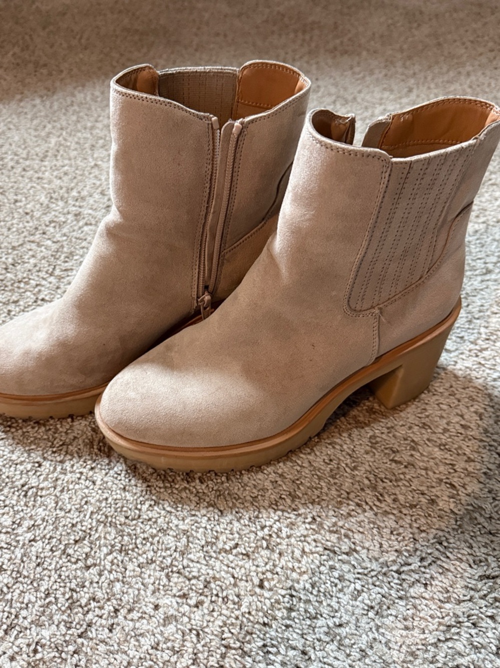 Women's Beige Suede Ankle Boots - Versatile Fashion Bootie
